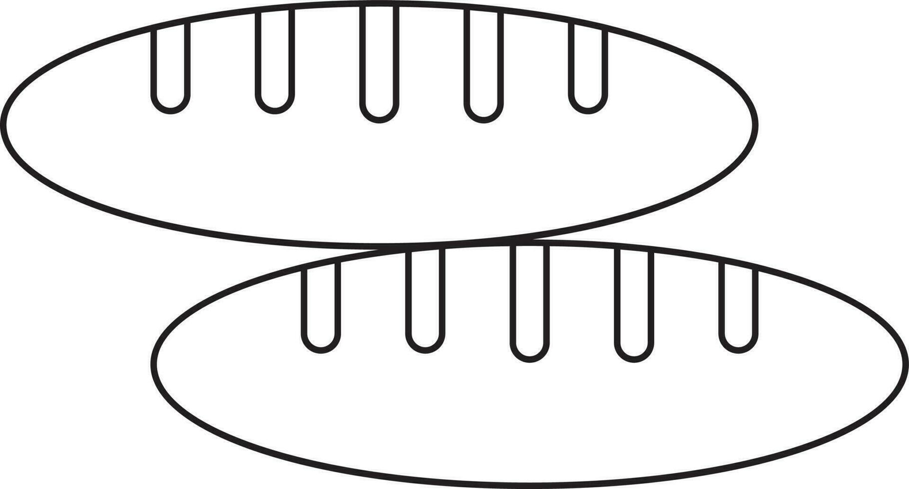 Black line art illustration of a hot dogs icon. vector