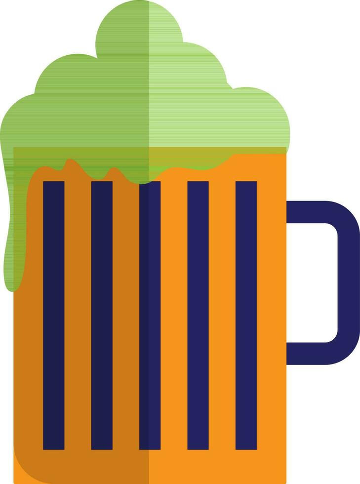 Beer mug in orange and green color. vector