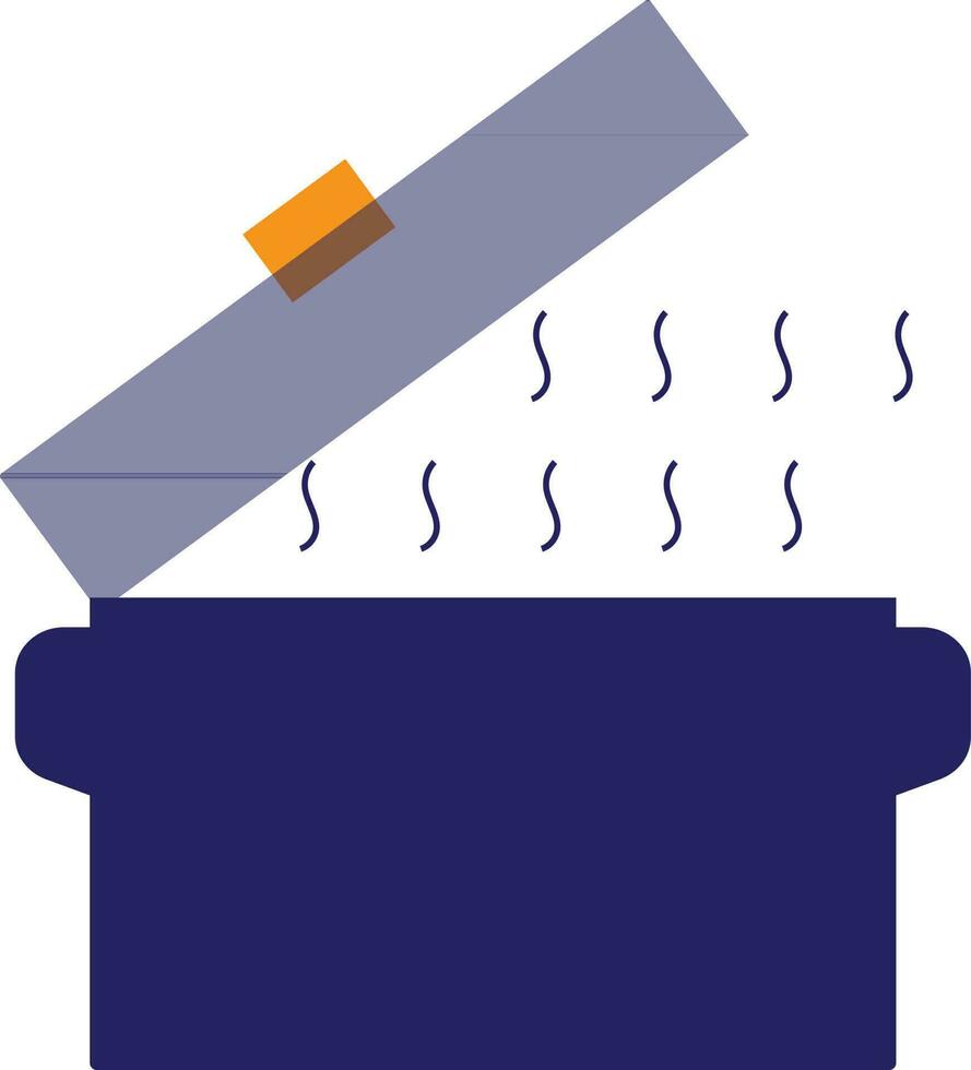 Open blue casserole pot. vector