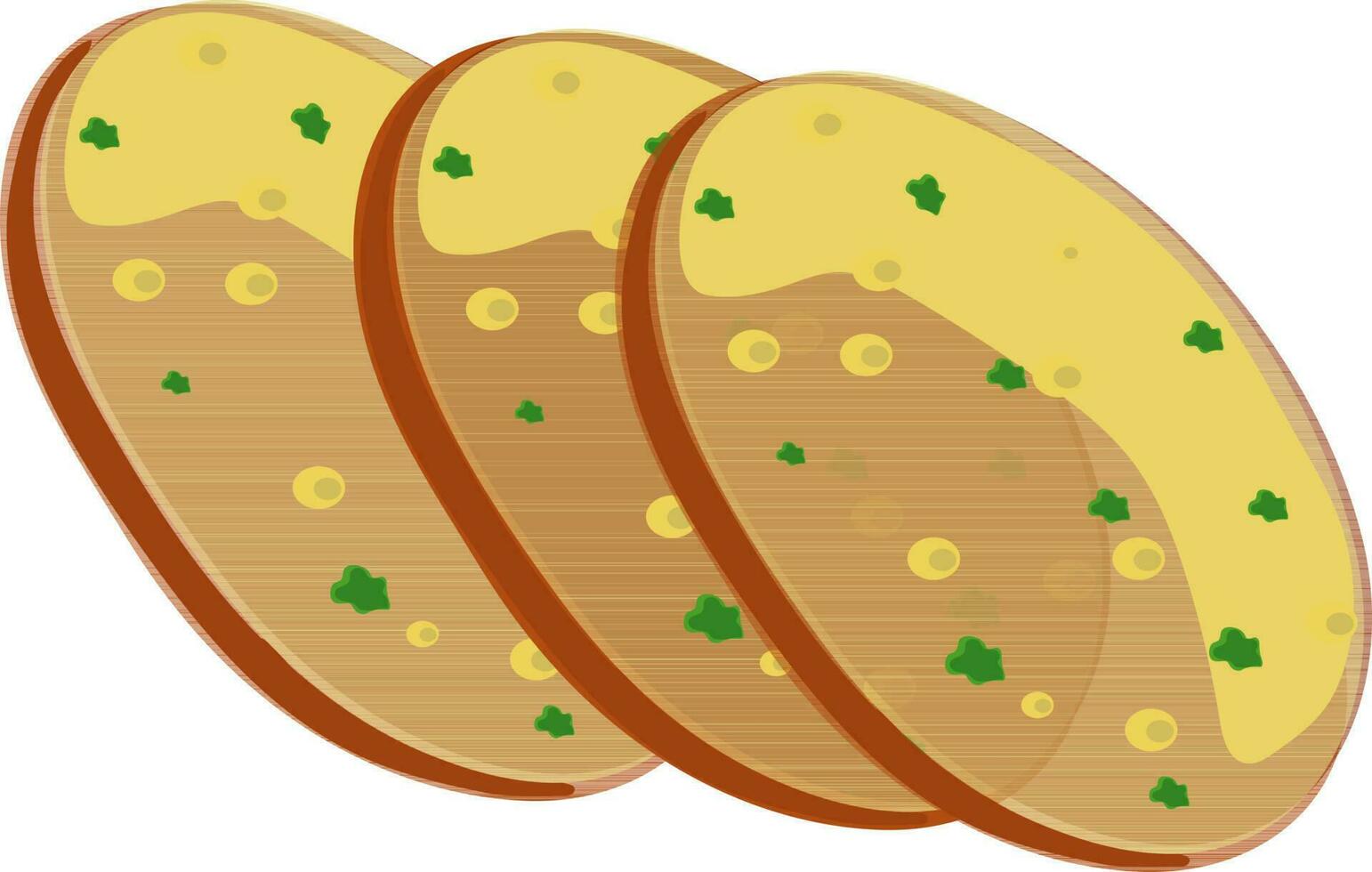 Flat style illustration of garlic bread. vector