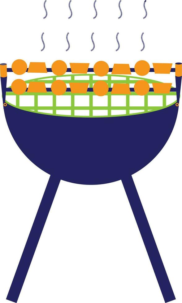 Barbecue on grill made by blue and orange color. vector