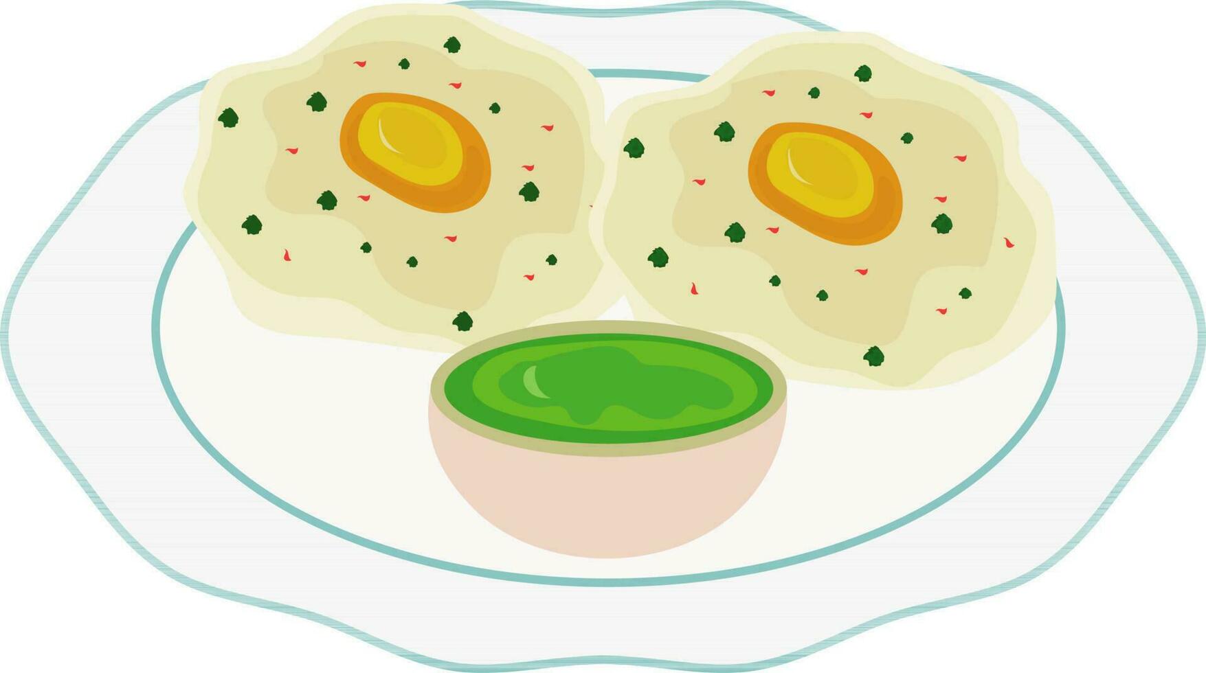 Flat illustration of omelette with sauce. vector
