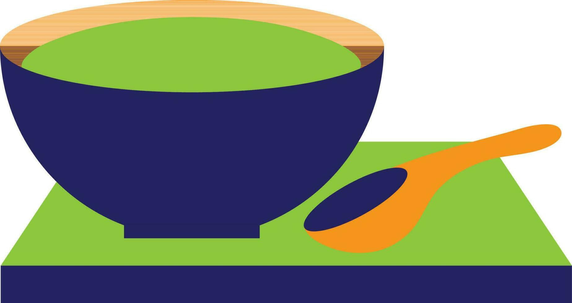 Blue bowl with orange spoon. vector