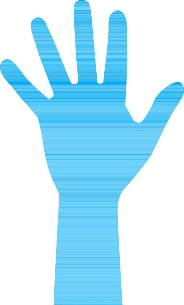 Blue color silhouette of hand in flat style. vector