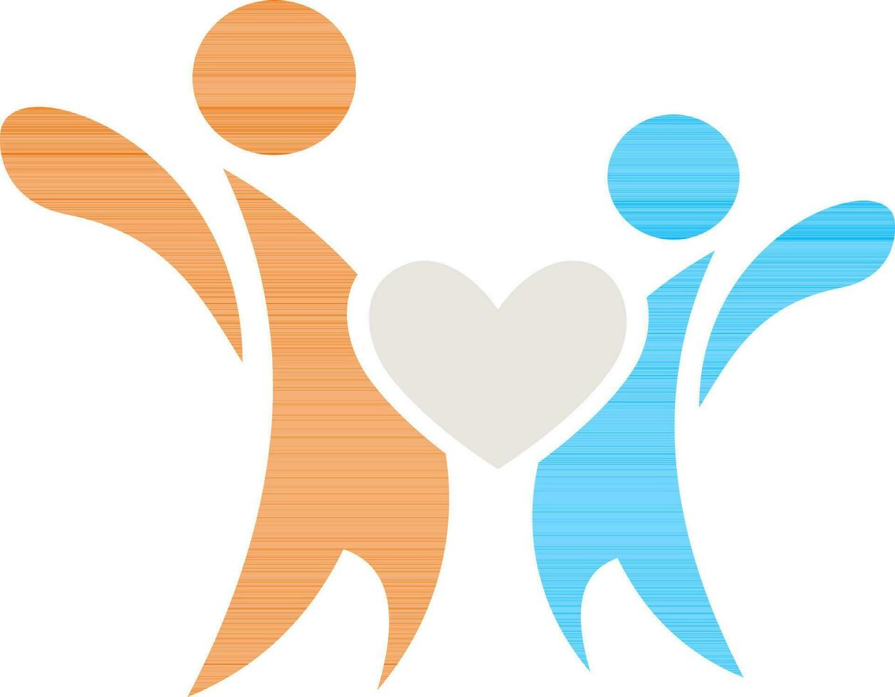 Vector icon of people holding heart in their hand.