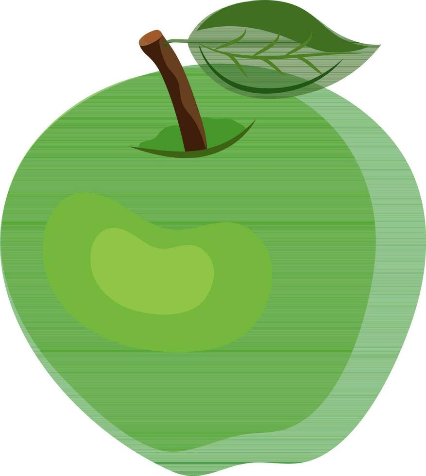 Illustration of fresh green apple with leaf. vector
