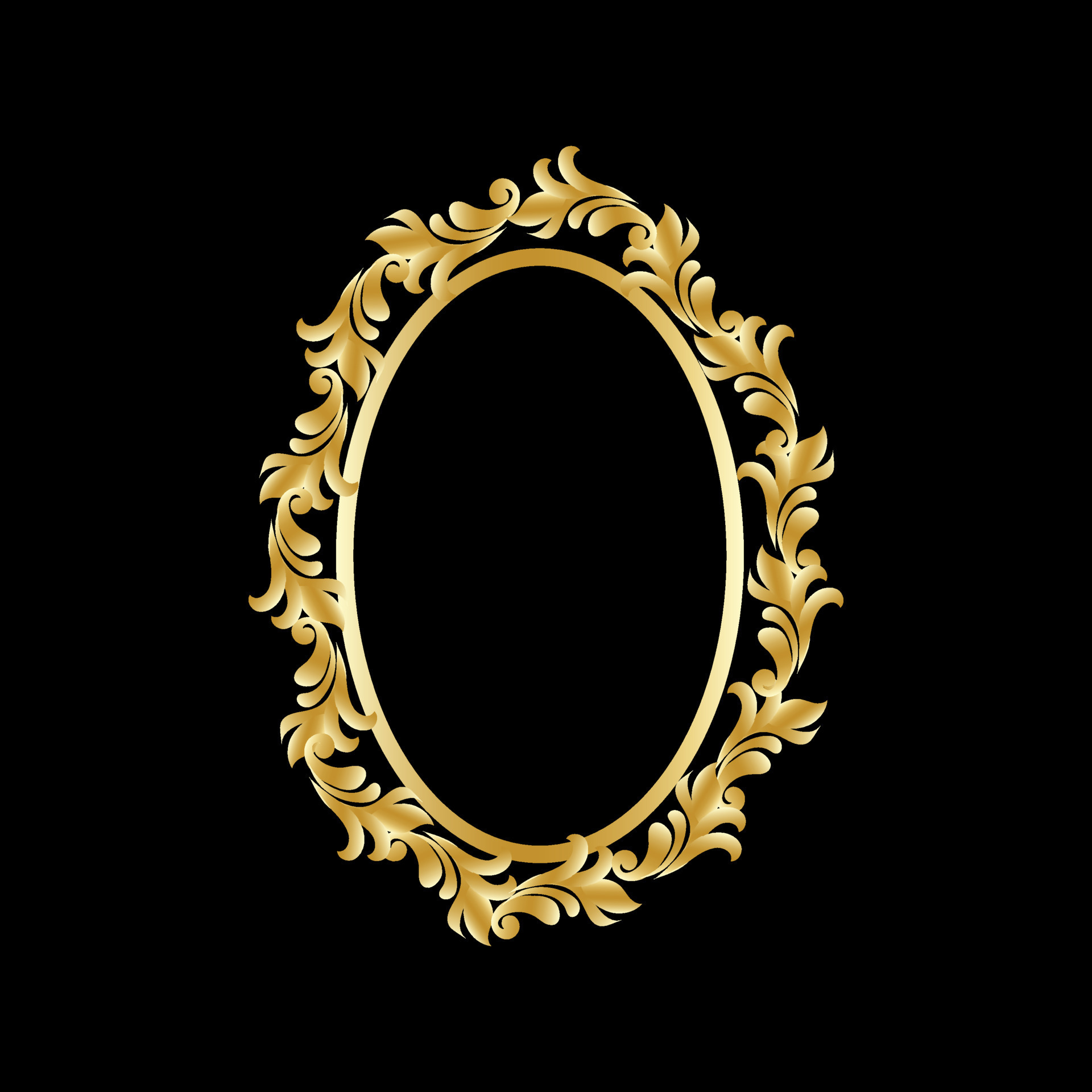 Oval elegant classic frame. Black silhouette. 17127871 Vector Art