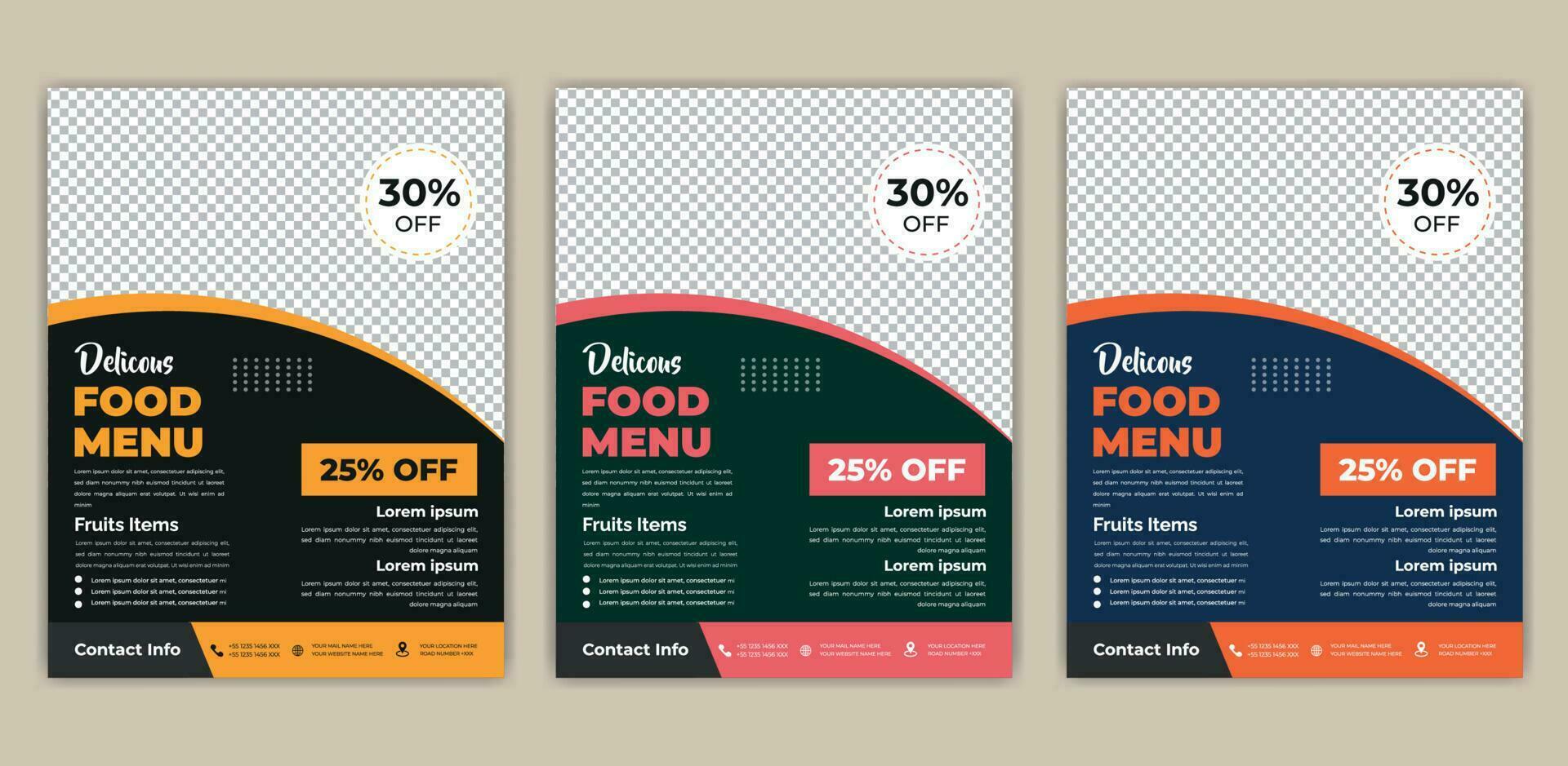 Food Flyer A4 size Vector Template. Fast Food Flyer Design Template cooking, cafe and restaurant menu, food ordering, junk food.