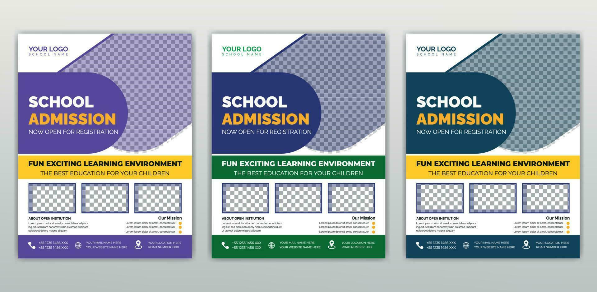 School admission flyer design, kids education leaflet brochure, cover layout School Admission Open Flyer Design Template Vector Education Center poster, Kids Education Flyer Template.