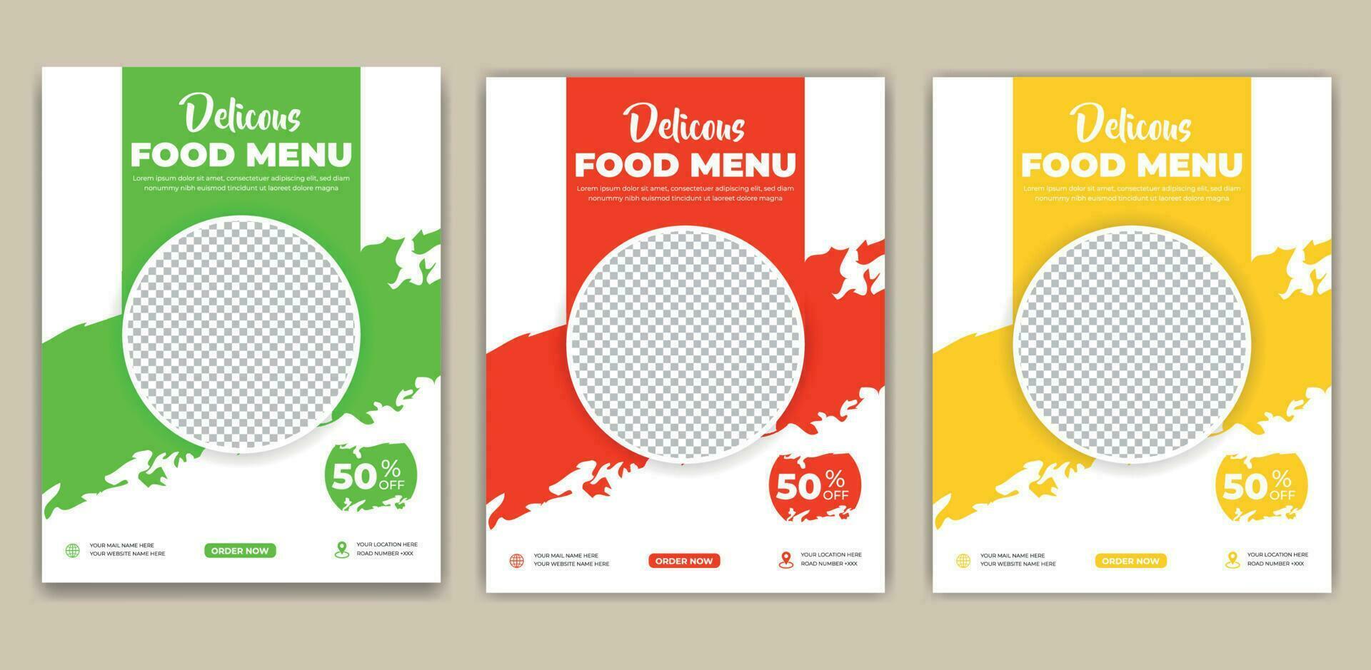 Food Flyer A4 size Vector Template. Fast Food Flyer Design Template cooking, cafe and restaurant menu, food ordering, junk food.