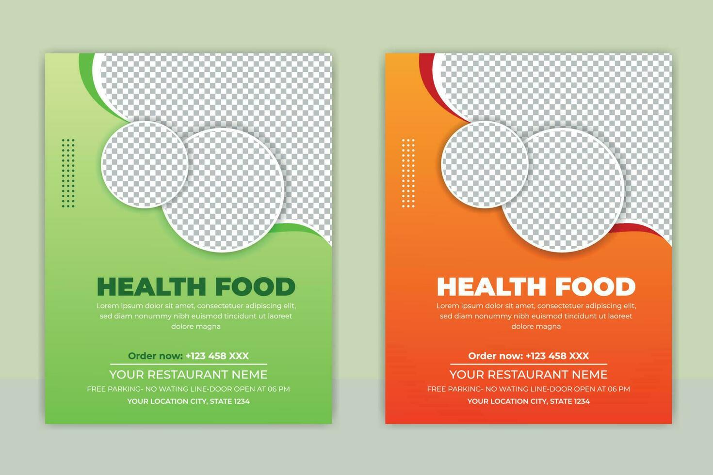 Food Flyer A4 size Vector Template. Fast Food Flyer Design Template cooking, cafe and restaurant menu, food ordering, junk food.