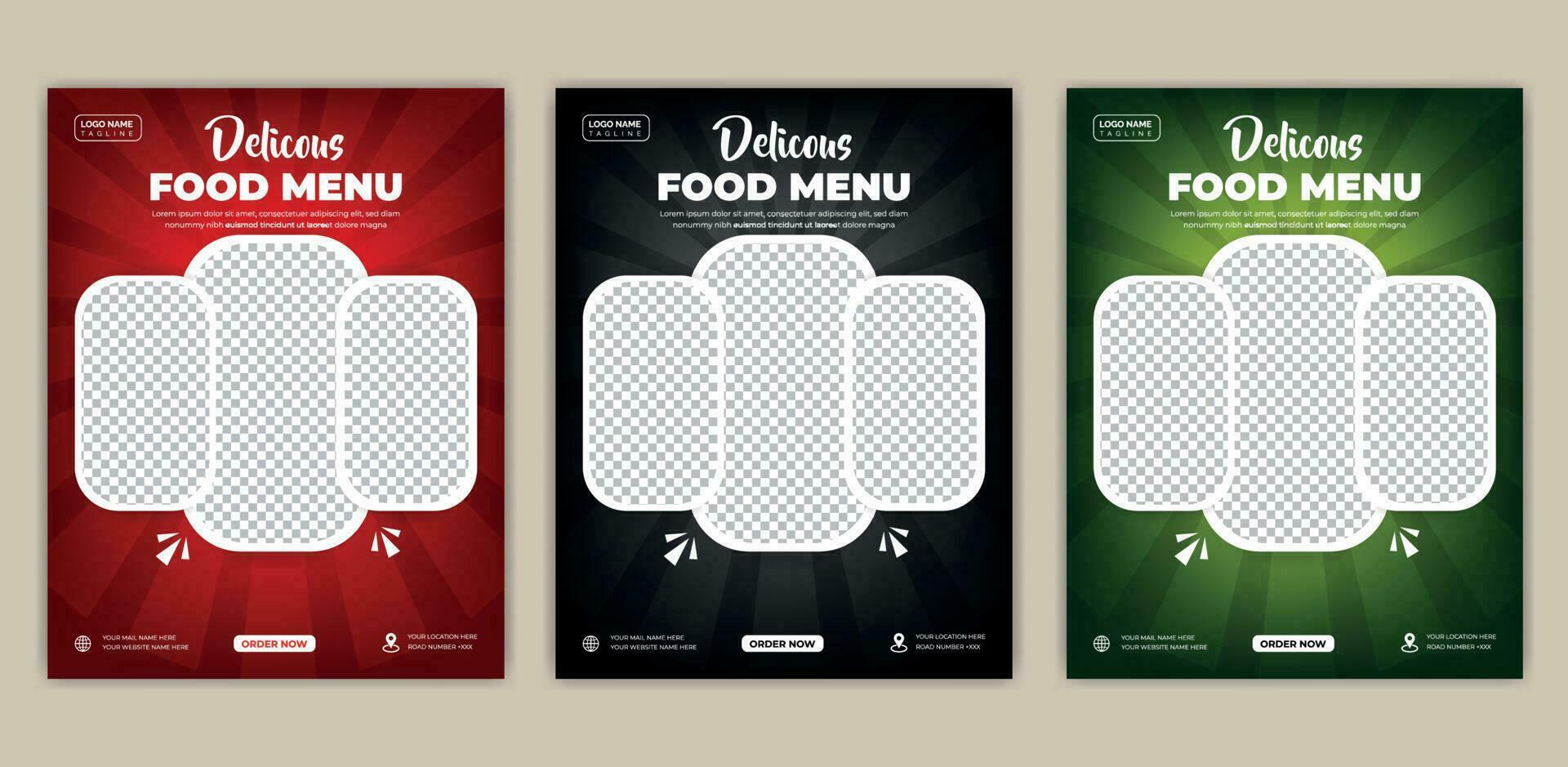 Fast Food Flyer Design Template cooking, cafe and restaurant menu, food ordering, junk food. Vector illustration for banner, poster, flyer, cover, menu, brochure