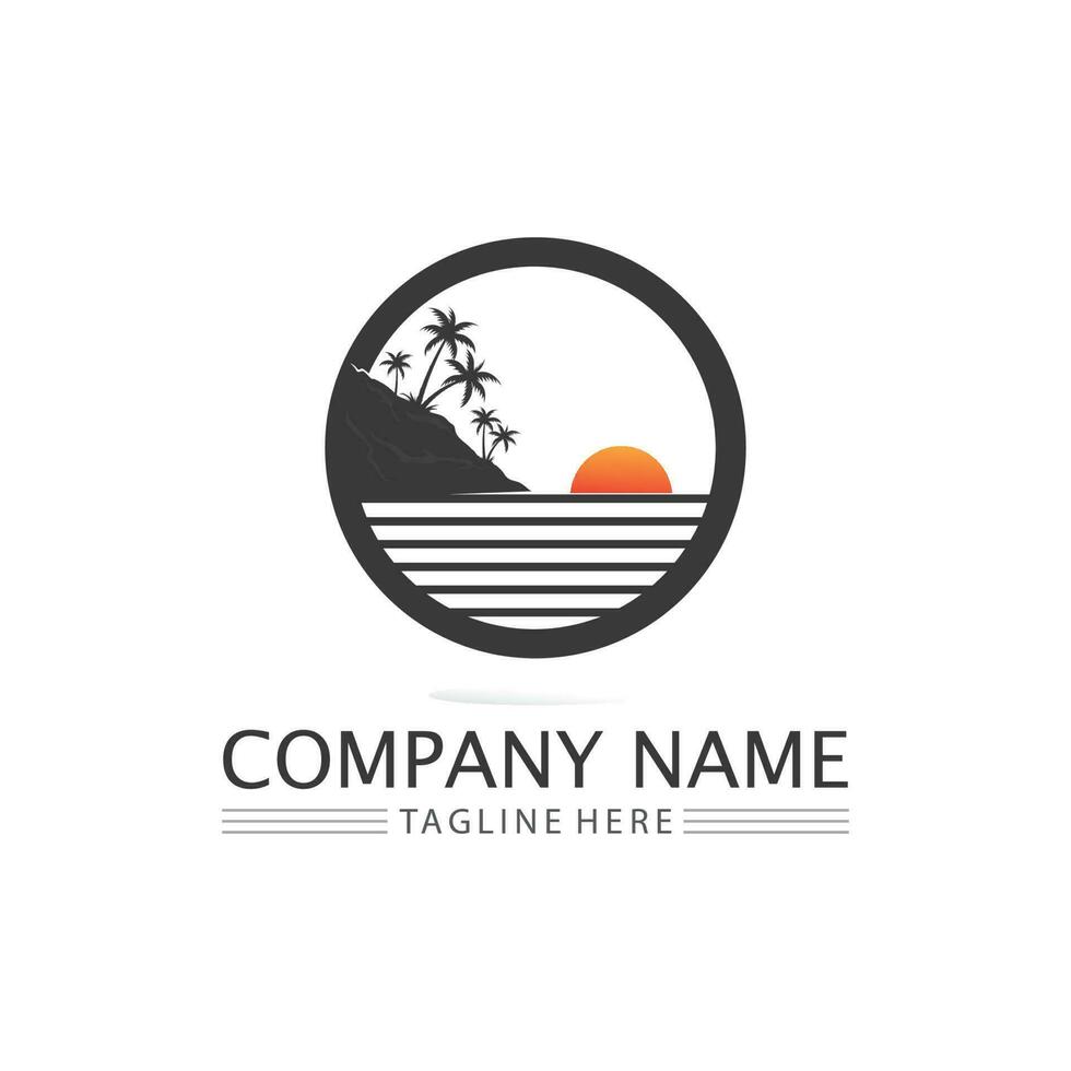 Palm tree summer logo template vector