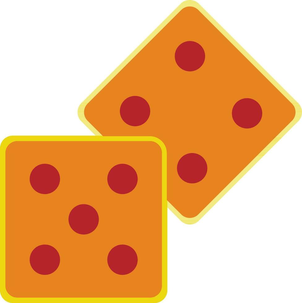 Two dice in orange and red color. vector
