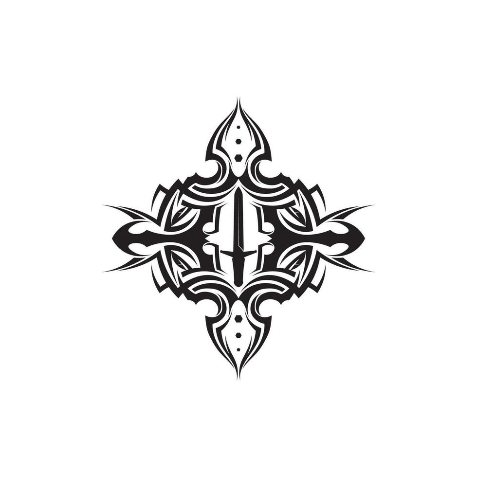 tribal, clásico, negro, étnico, tatuaje, icono, vector, ilustración, diseño, logotipo vector