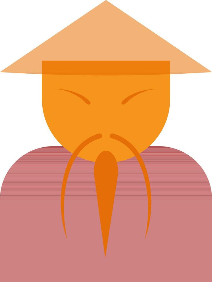 Character of a chinese man wearing orange cap. vector