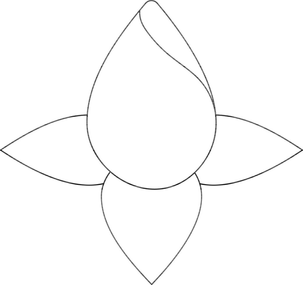 Flat style lotus bud in black line art. vector