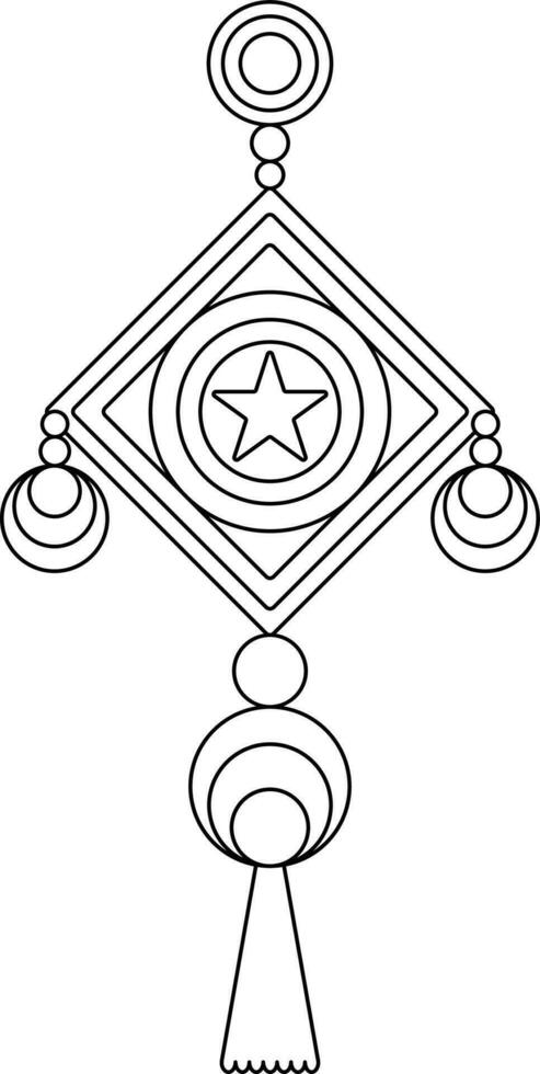Chinese knot for decoration in black line art. vector
