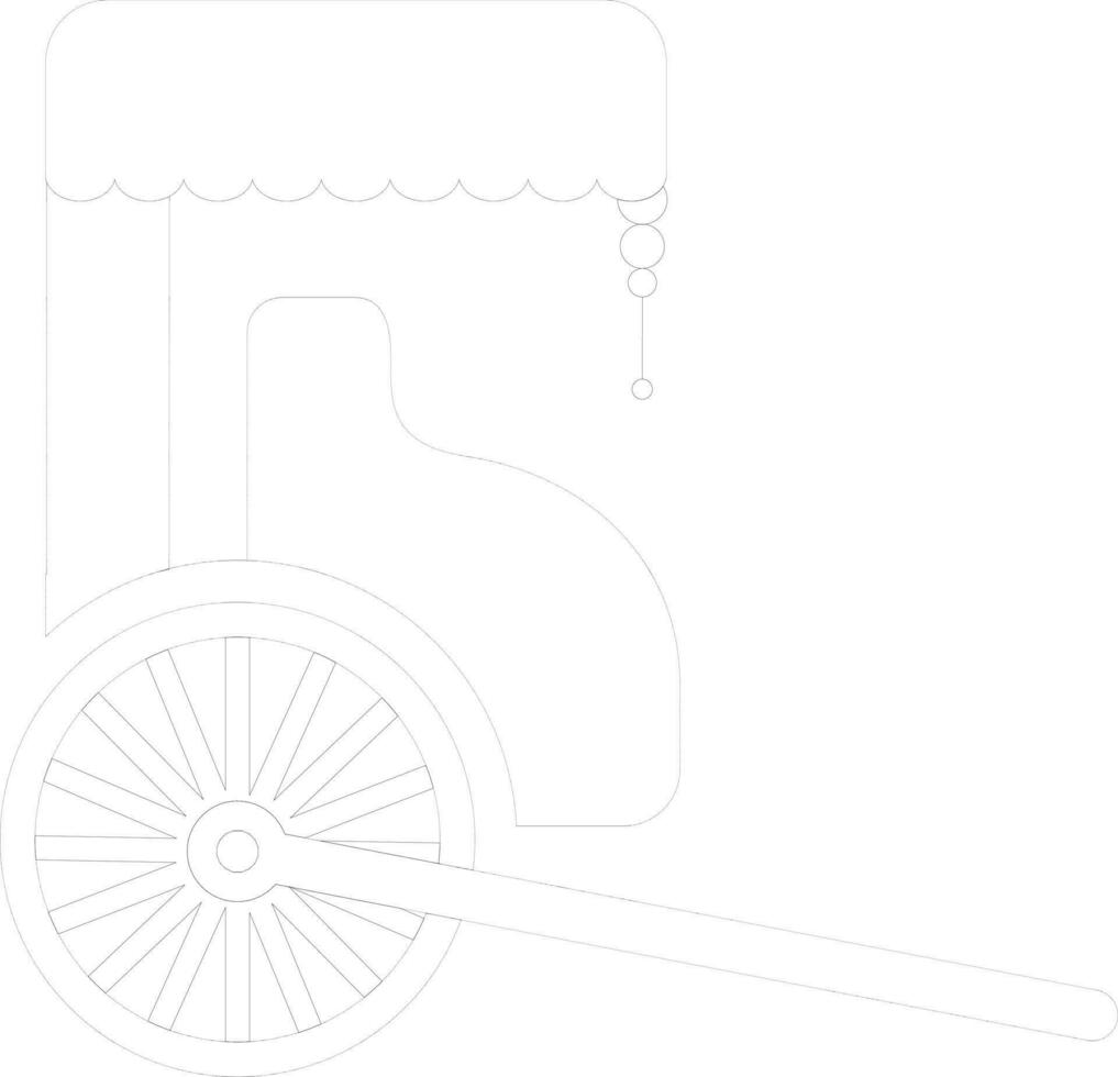 Flat style carriage in black line art. vector