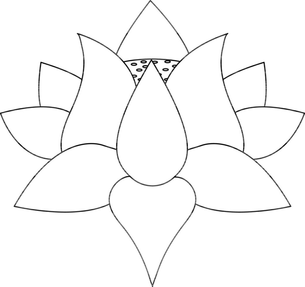 Flat style lotus flower in black line art. vector