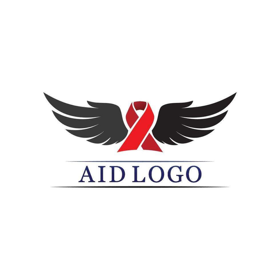 aids ribbon logo and world aids day vector design