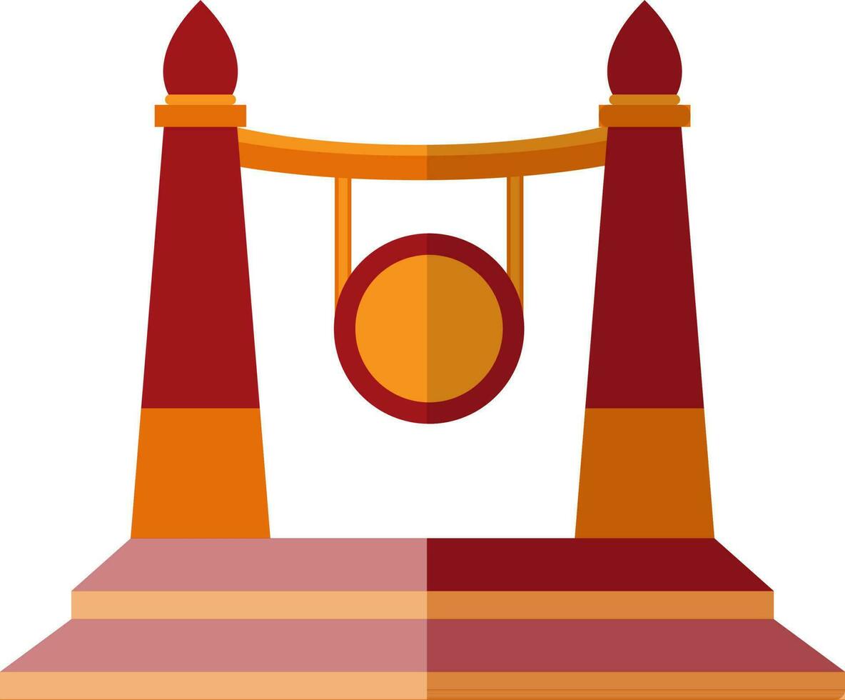 Chinese gong in red and orange color. vector