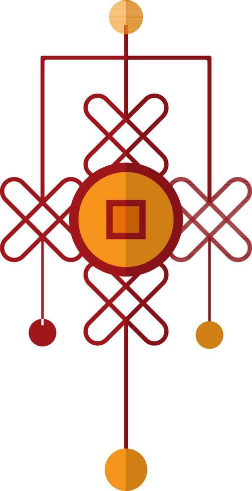 Red and orange chinese knot for decoration. vector