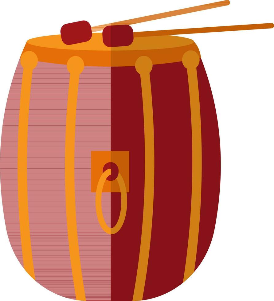 rojo y naranja tambor con dos palo. vector