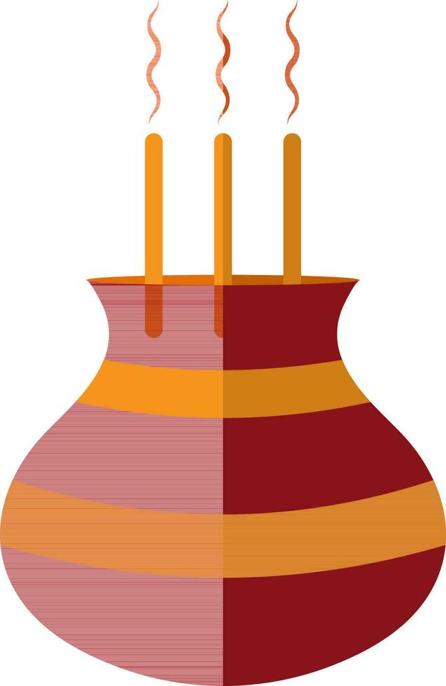 Red hotjar in orange incense sticks. vector