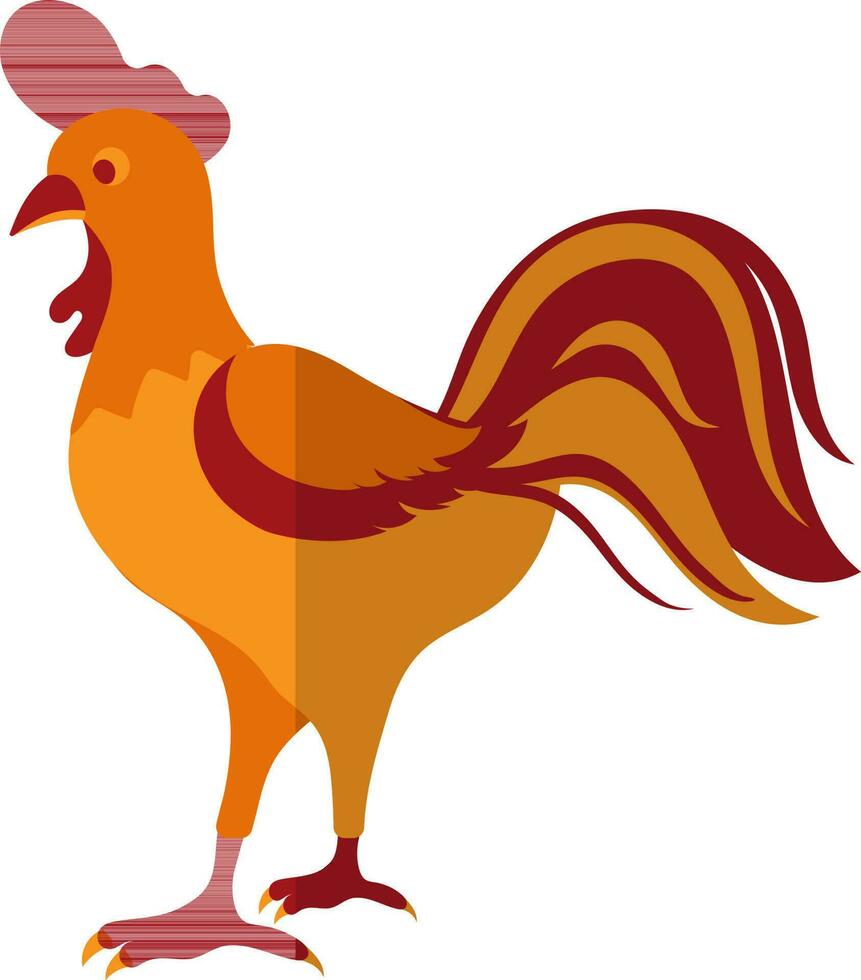Red and orange cock in flat style. vector