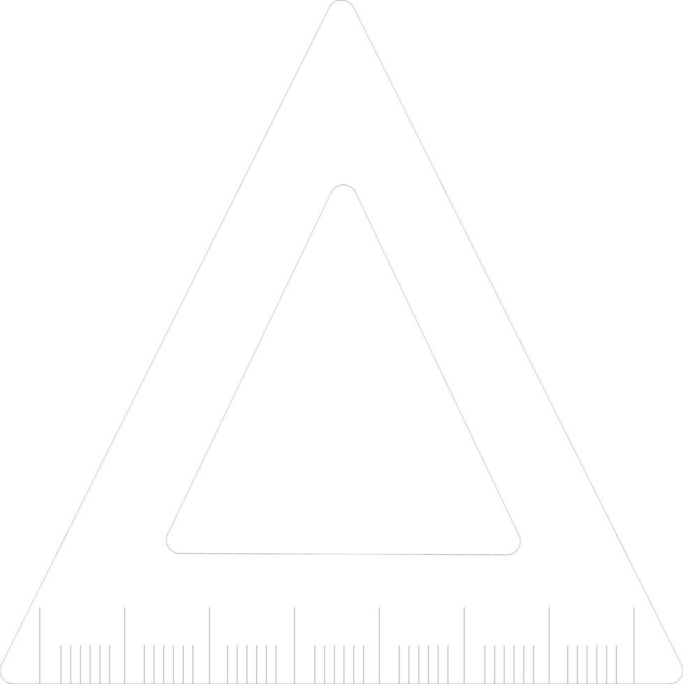 Triangular ruler in black line art. vector