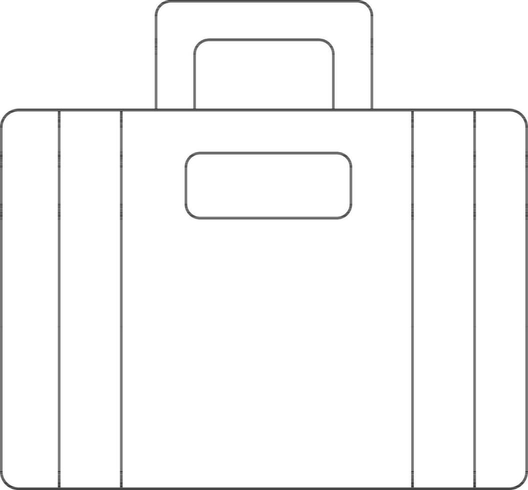 Black line art illustration of briefcase bag. vector