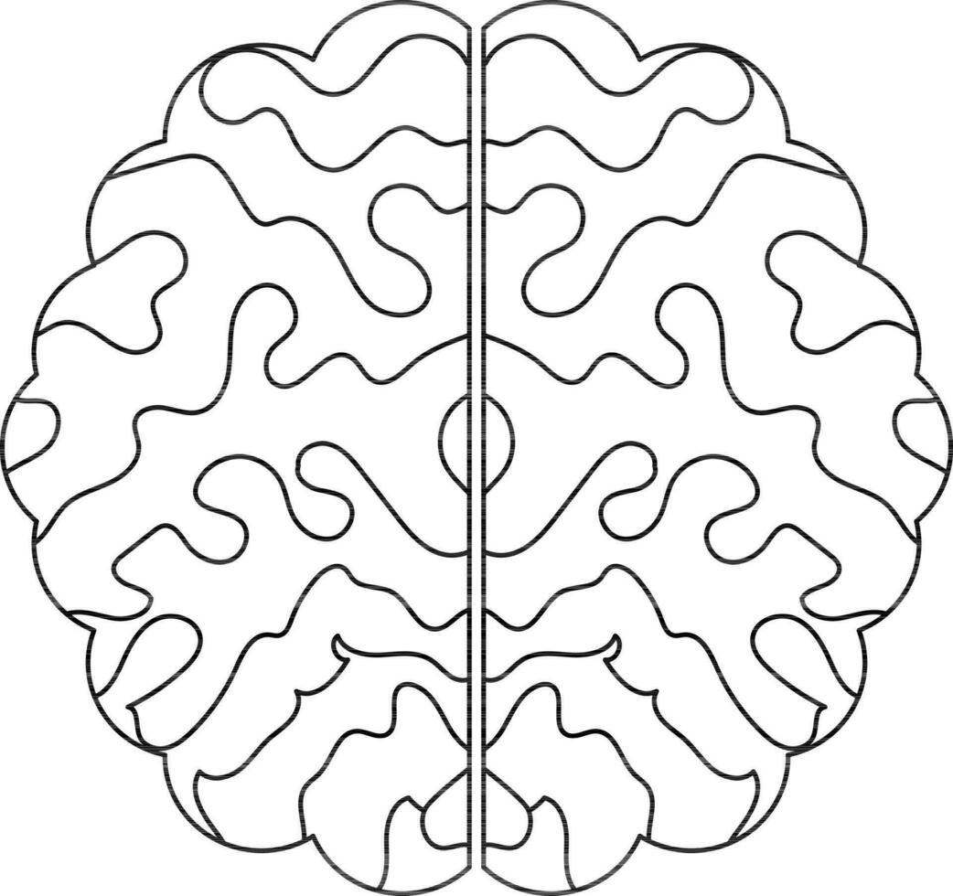 Isolated brain in black line art. vector