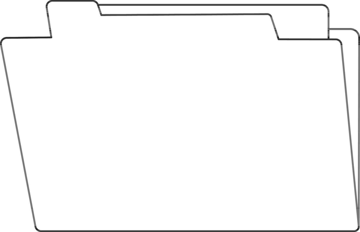 Black line art file folder on white background. vector