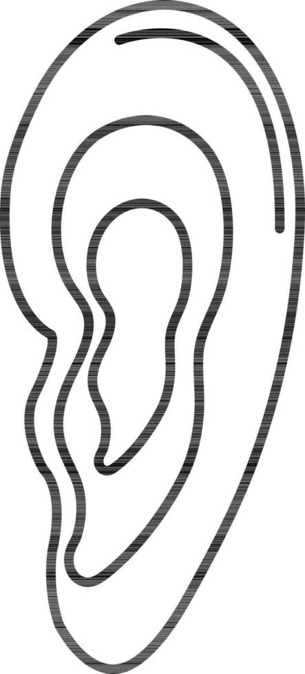negro línea Arte ilustración de un oreja. vector