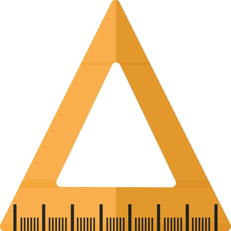 Triangular ruler in orange color. vector
