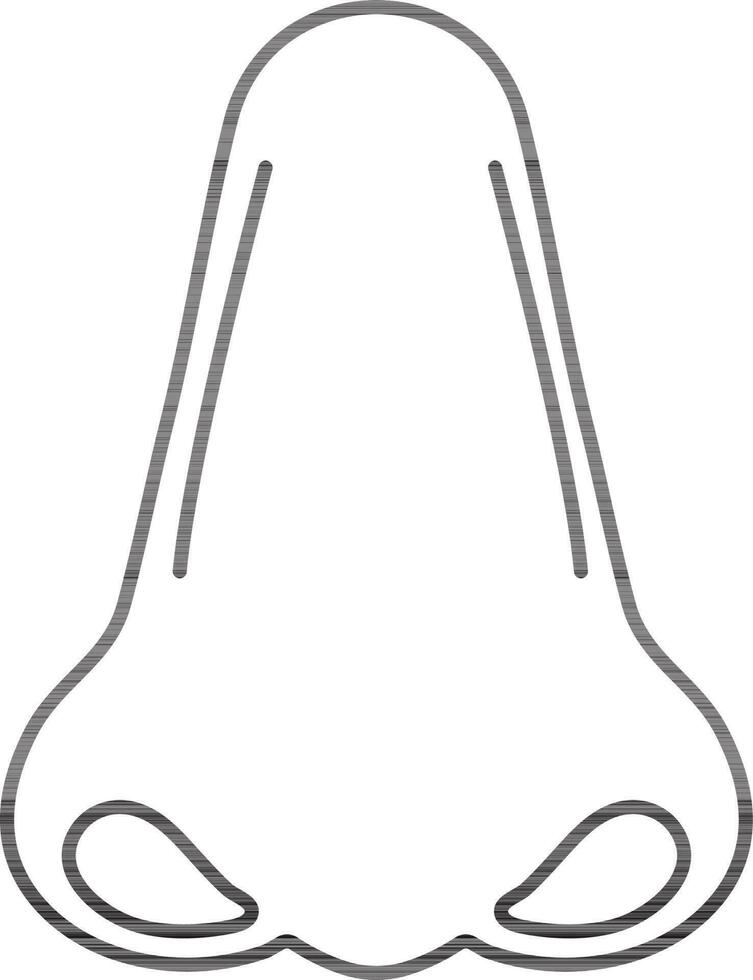 Isolated nose made by black line art. vector