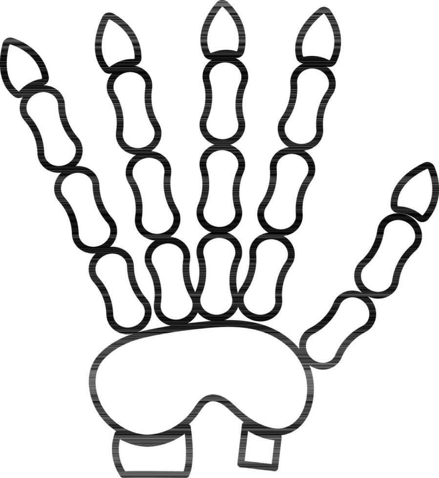 Black line art hand bones. vector