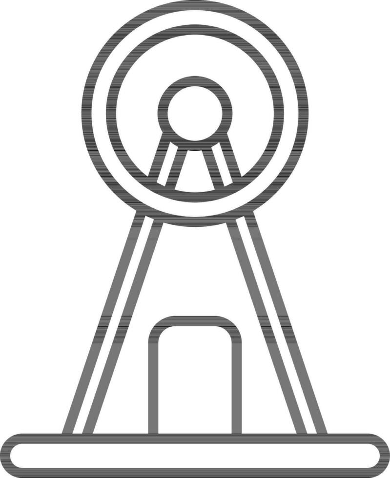 Ferris wheel in black line art. vector