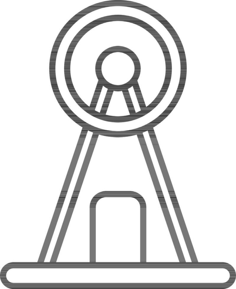 Ferris wheel in black line art. vector