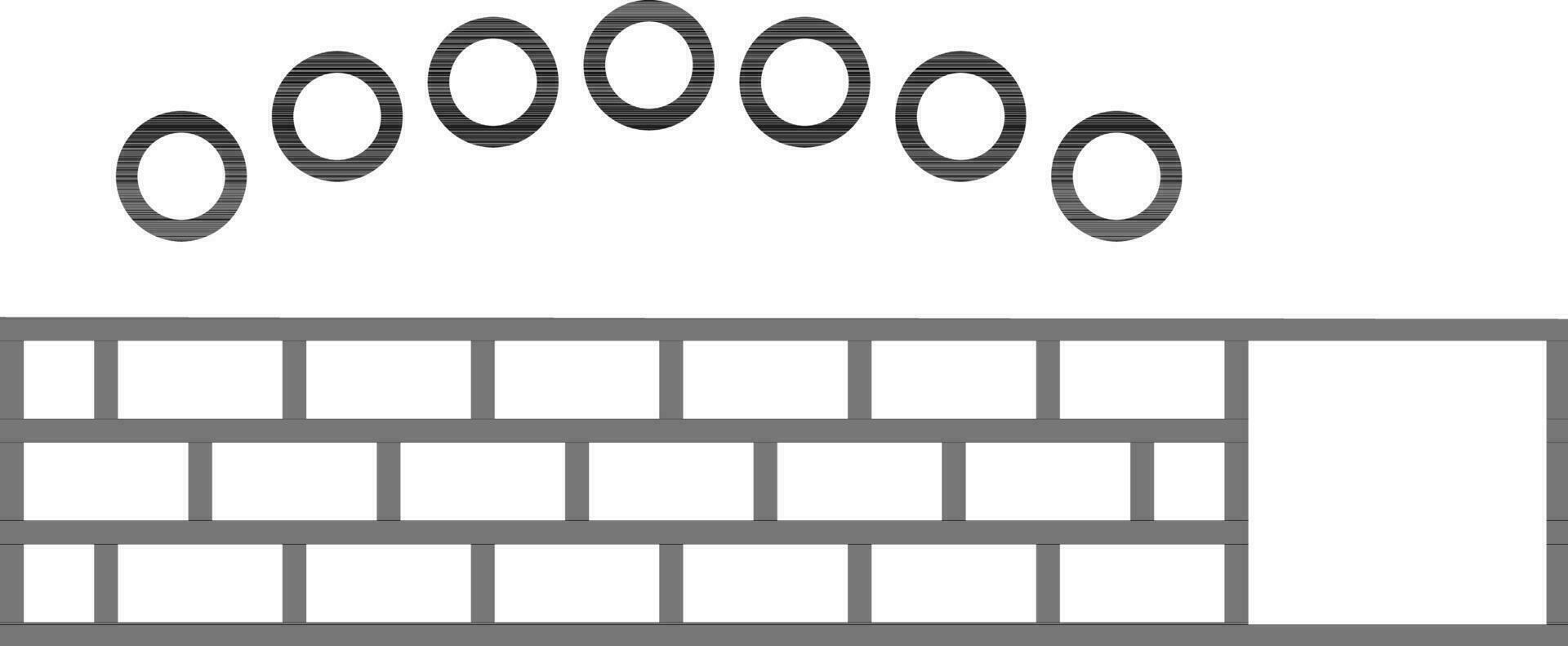 Line art illustration of wall with coins. vector
