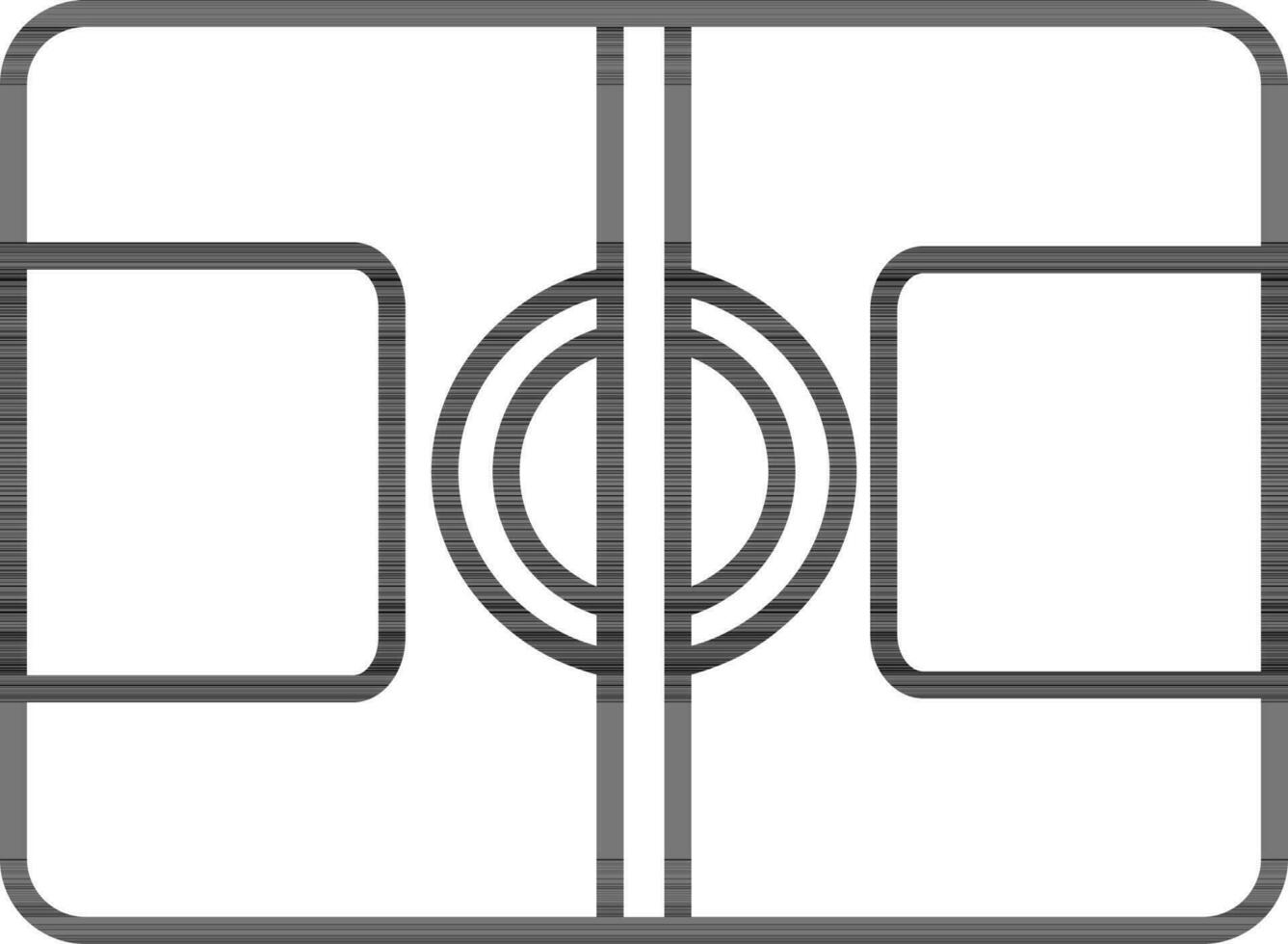 Basketball court in black line art. vector
