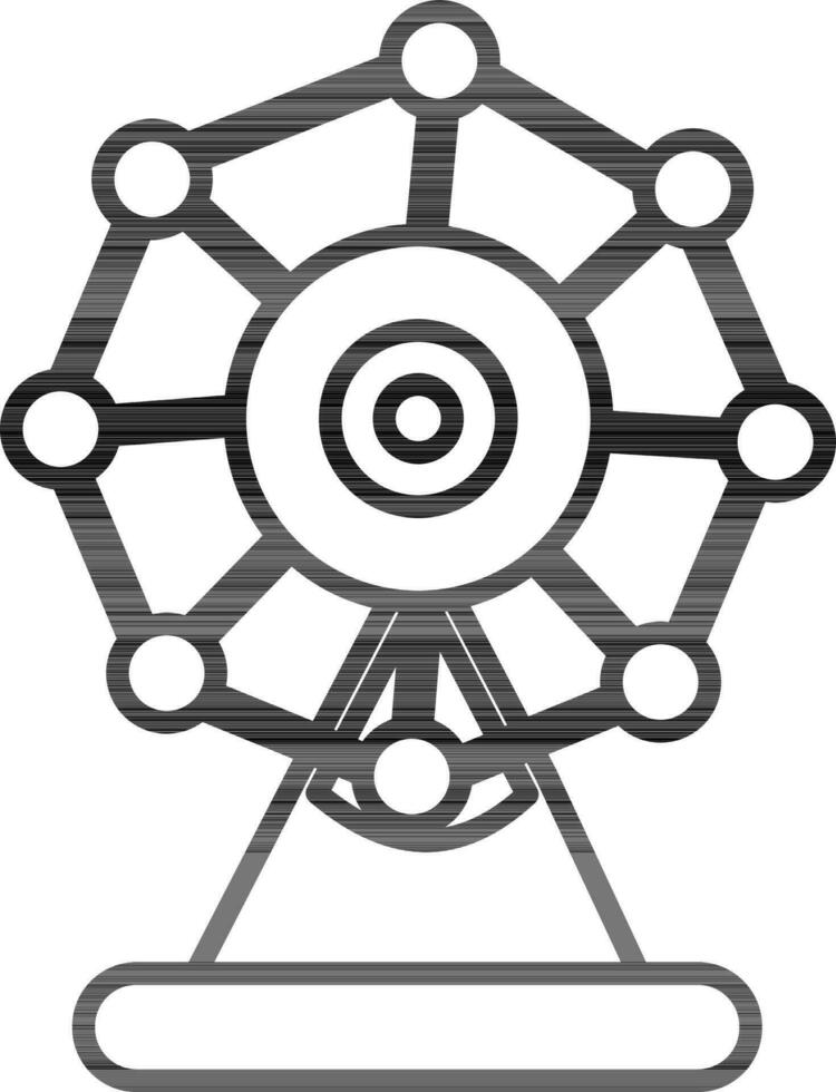 Ferris wheel in black line art. vector