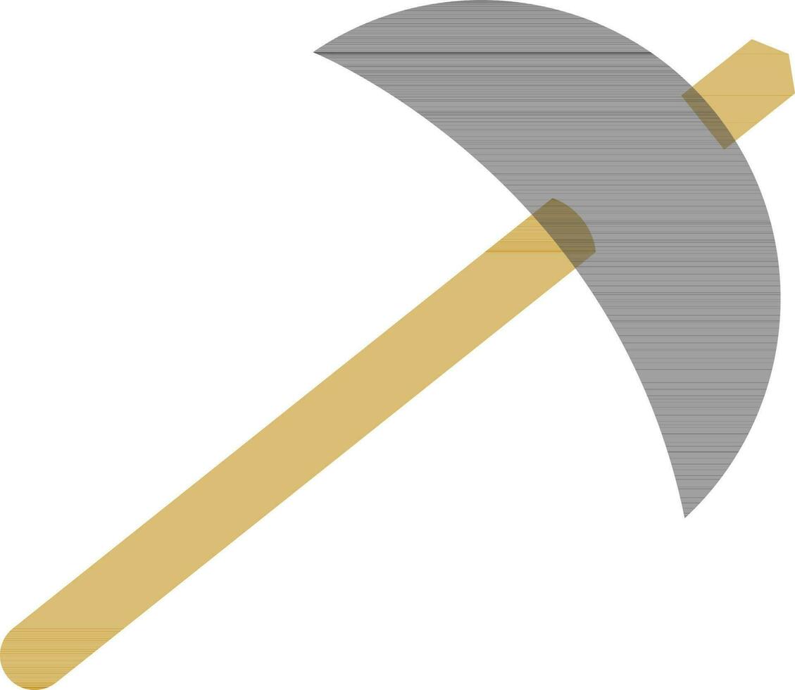 Pick axe in gray and yellow color. vector