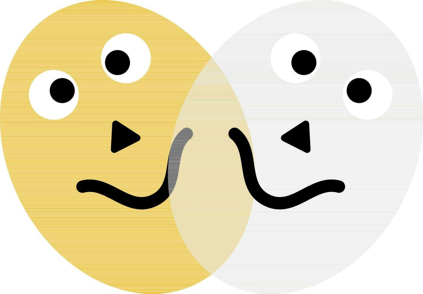 Yellow and gray smiling face mask. vector