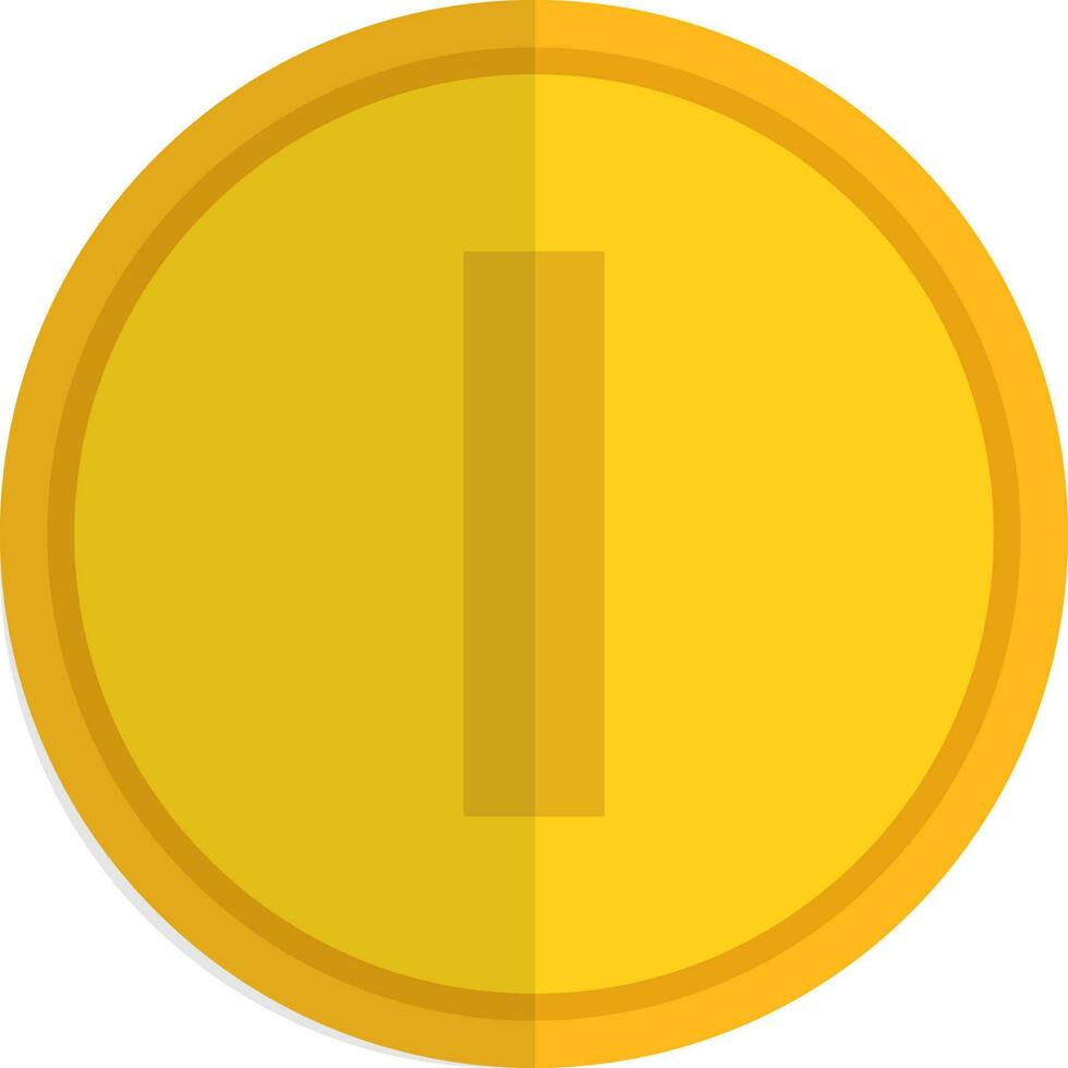 Yellow coin in flat style. vector