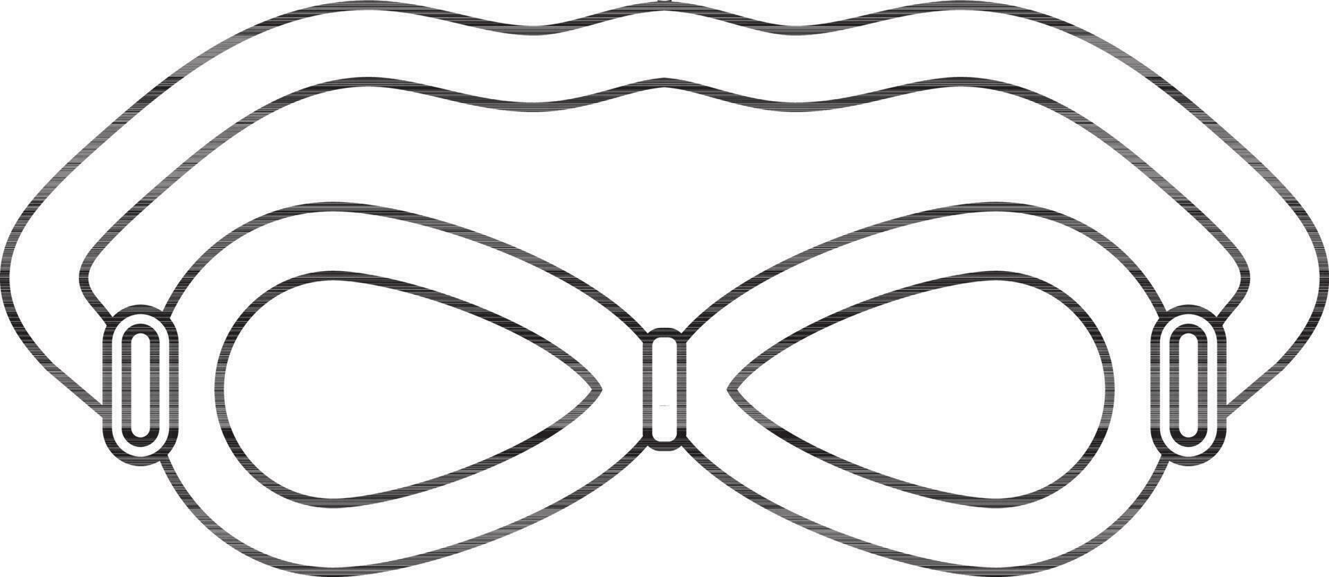 Black line art swimming goggles. vector