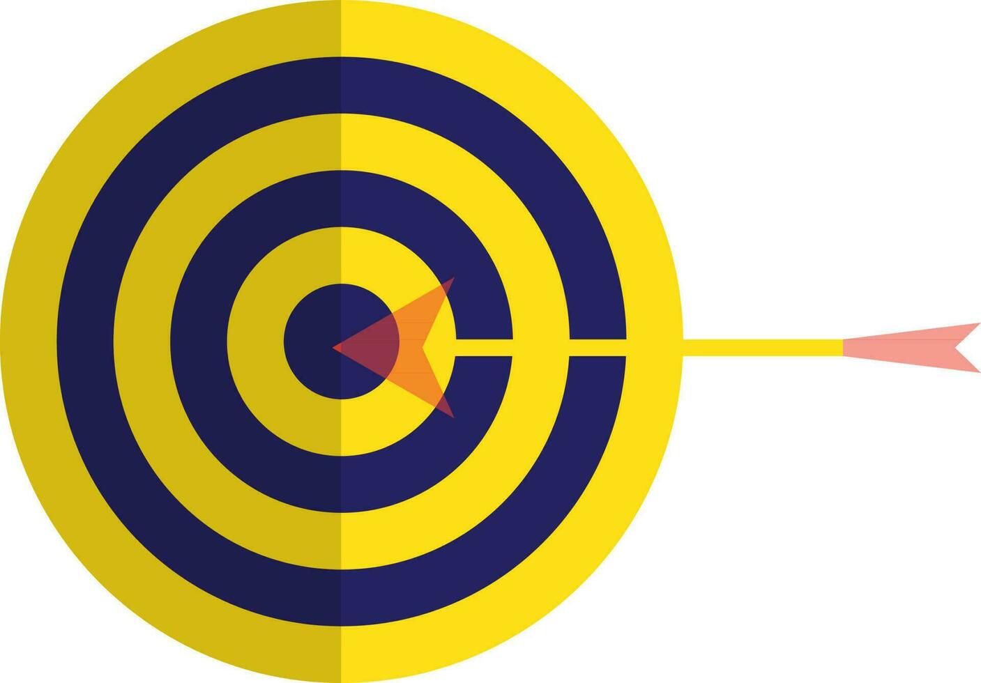 azul y amarillo objetivo con naranja flecha. vector