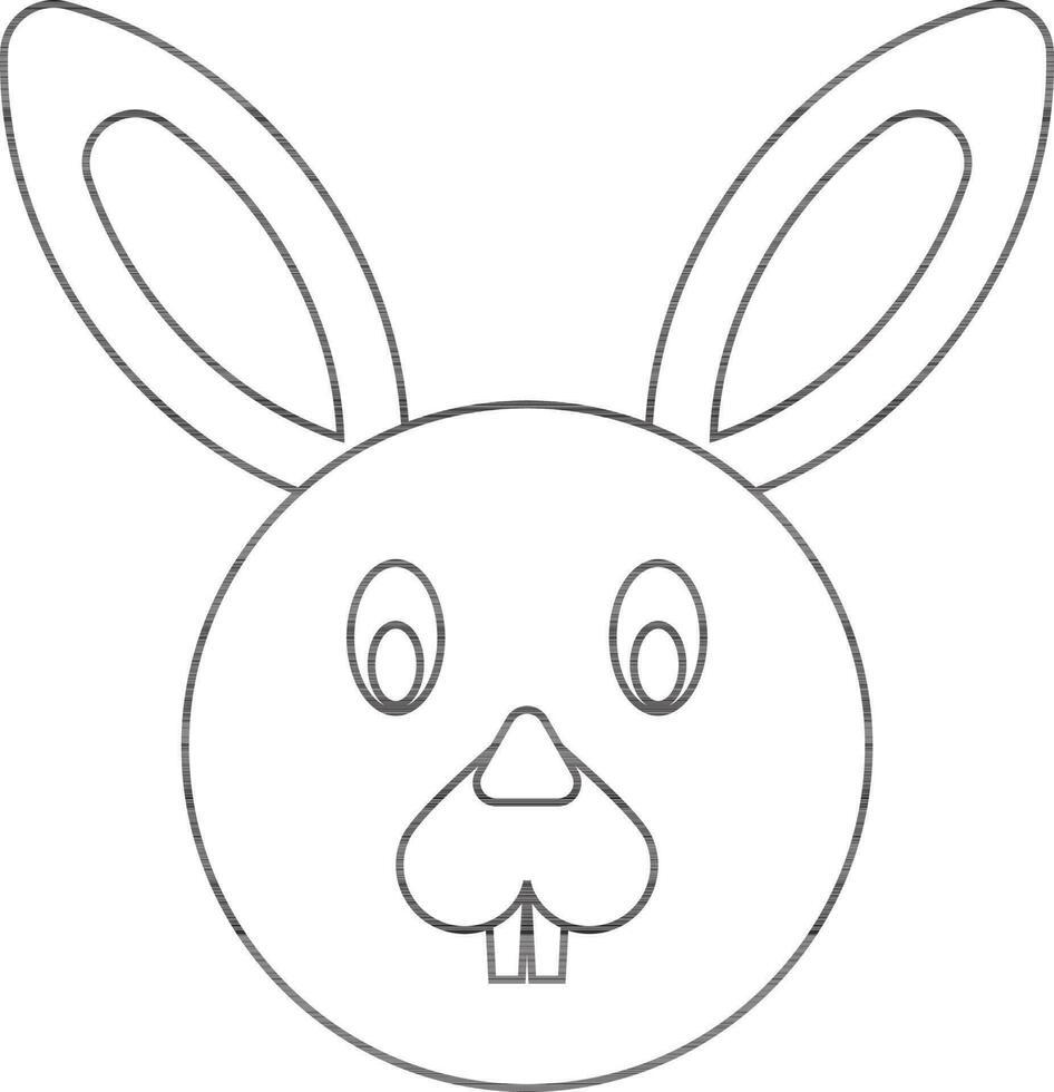 Character of a rabbit in black line art. vector