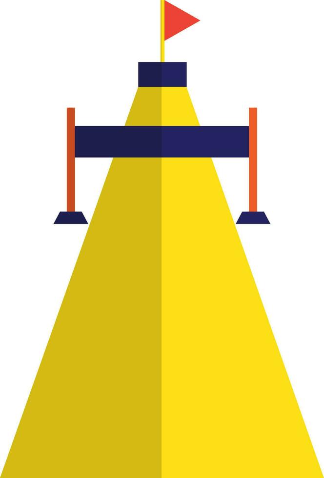 Flat style finish line on racing road with flag. vector
